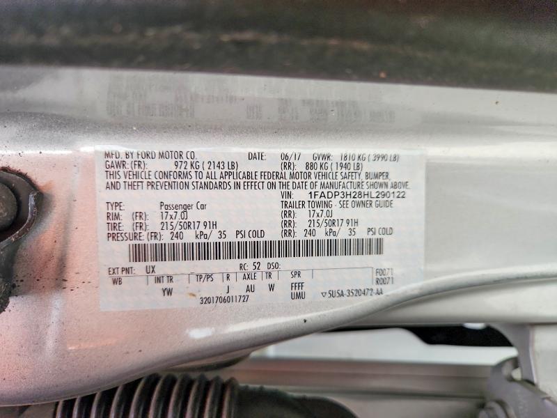 Продажа на аукционе авто 2017 Ford Focus, vin: 1FADP3H28HL290122, номер лота: 70058676