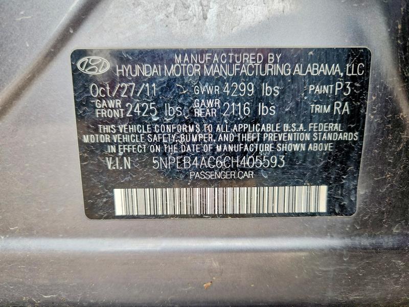 Продаж на аукціоні авто 2012 Hyundai Sonata, vin: 5NPEB4AC6CH405593, номер лоту: 69577856