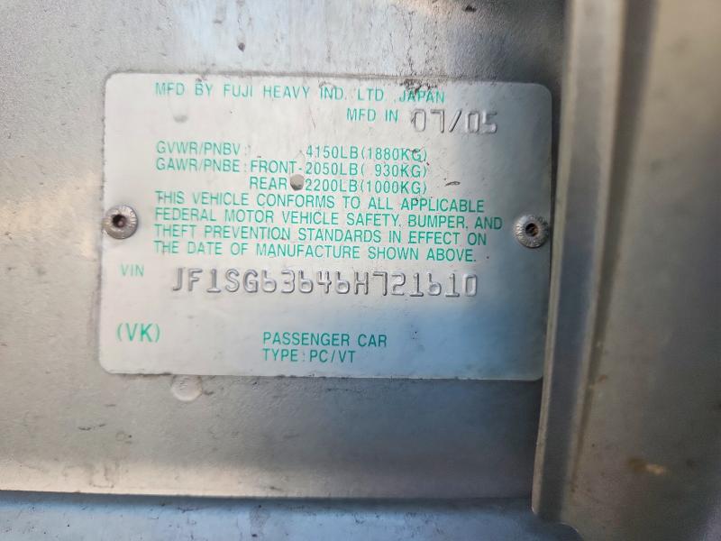 Aukcja sprzedaży 2006 Subaru Forester, vin: JF1SG63646H721610, numer aukcji: 67363416