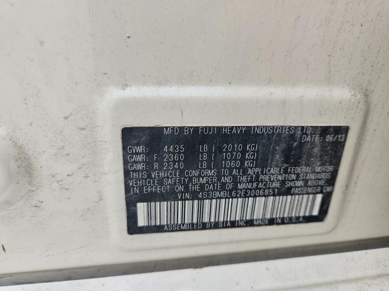 Aukcja sprzedaży 2014 Subaru Legacy, vin: 4S3BMBL62E3006851, numer aukcji: 67511076