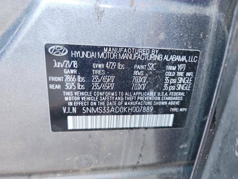 Продажа на аукционе авто 2019 Hyundai Santa Fe, vin: 5NMS33AD0KH007889, номер лота: 70637646