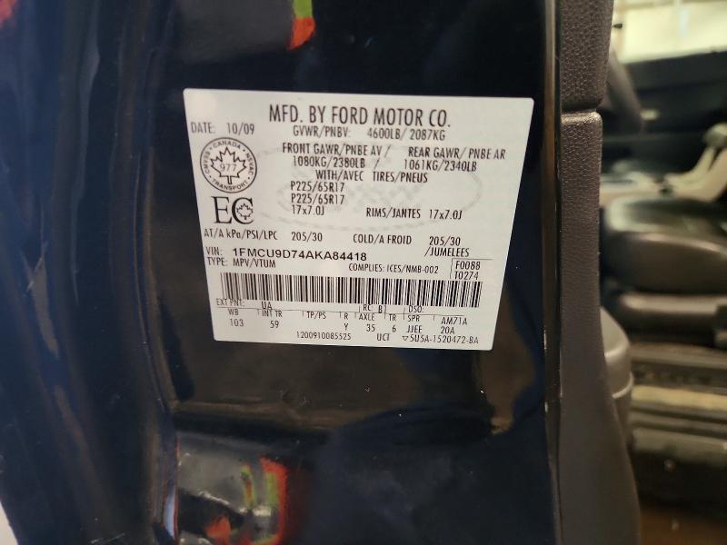 68516686 :رقم المزاد ، 1FMCU9D74AKA84418 vin ، 2010 Ford Escape مزاد بيع
