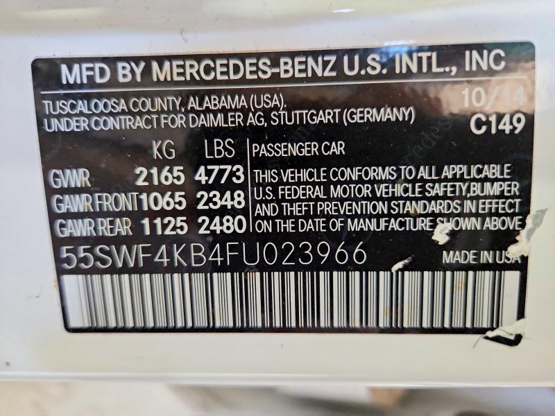 Aukcja sprzedaży 2015 Mercedes-benz C, vin: 55SWF4KB4FU023966, numer aukcji: 69360686