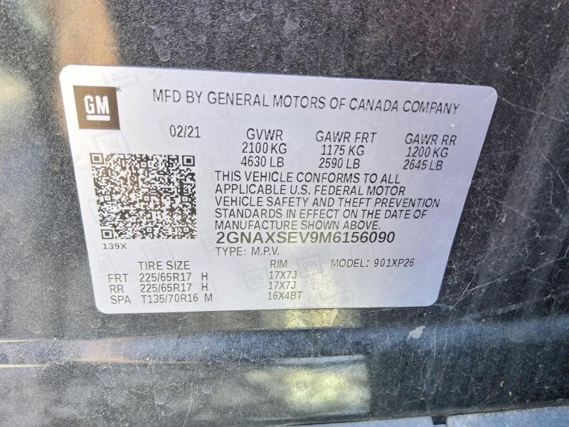 Продажа на аукционе авто 2021 Chevrolet Equinox, vin: 2GNAXSEV9M6156090, номер лота: 69003996