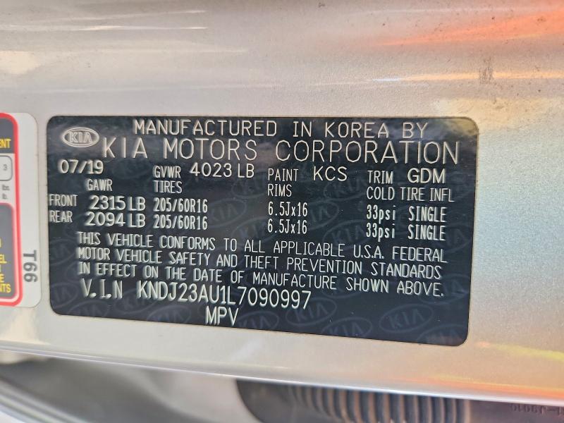 70972236 :رقم المزاد ، KNDJ23AU1L7090997 vin ، 2020 Kia Soul مزاد بيع