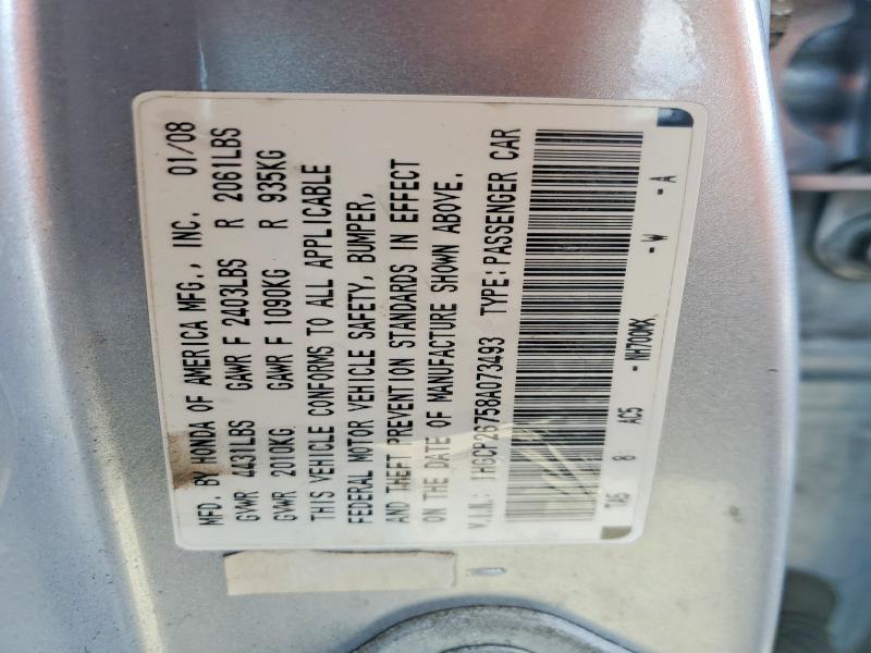 Продаж на аукціоні авто 2008 Honda Accord, vin: 1HGCP26758A073493, номер лоту: 68263986