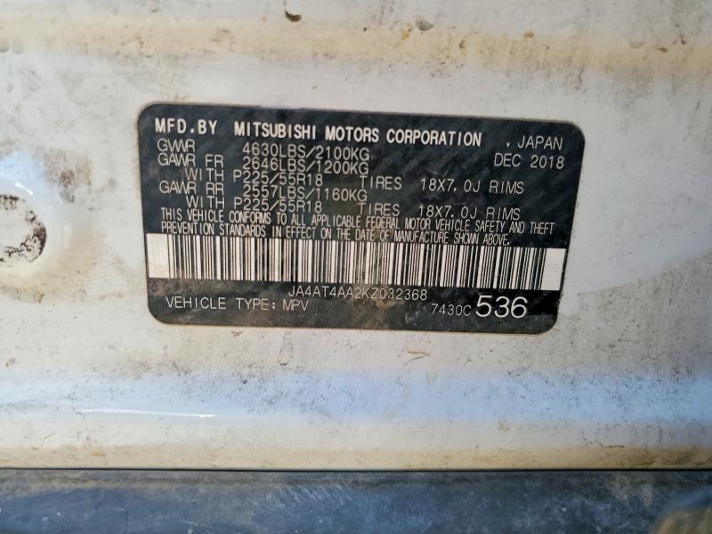 Продажа на аукционе авто 2019 Mitsubishi Eclipse Cross, vin: JA4AT4AA2KZ032368, номер лота: 68225456