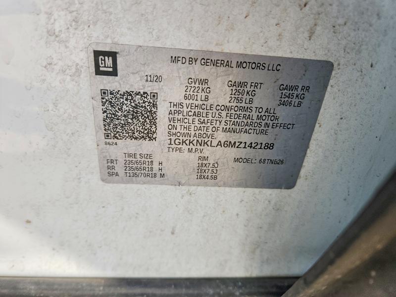 Aukcja sprzedaży 2021 Gmc Acadia, vin: 1GKKNKLA6MZ142188, numer aukcji: 67037406