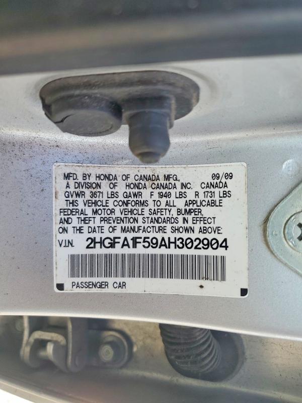 Auction sale of the 2010 Honda Civic, vin: 2HGFA1F59AH302904, lot number: 69825666
