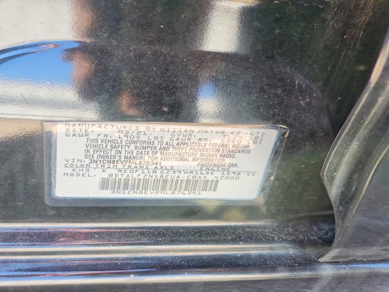 2021 Nissan Versa მანქანა იყიდება აუქციონზე, vin: 3N1CN8EV2ML876341, აუქციონის ნომერი: 70977656
