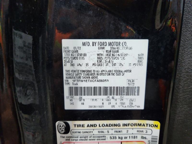 Aukcja sprzedaży 2012 Ford F150, vin: 1FTFW1ETXCFA56059, numer aukcji: 66199596