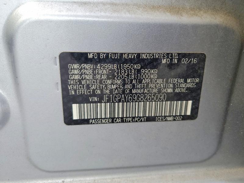 67716386 :رقم المزاد ، JF1GPAY69G8265090 vin ، 2016 Subaru Impreza مزاد بيع
