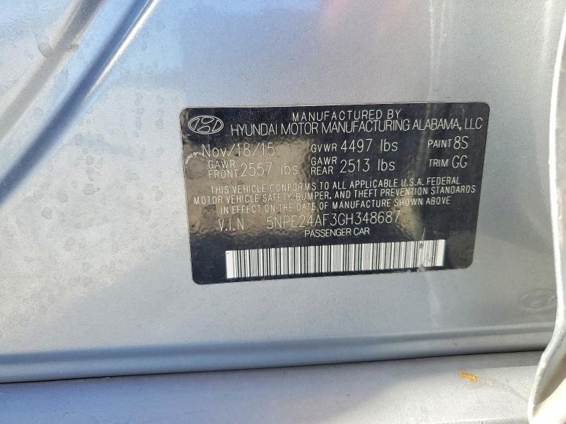67912566 :رقم المزاد ، 5NPE24AF3GH348687 vin ، 2016 Hyundai Sonata مزاد بيع