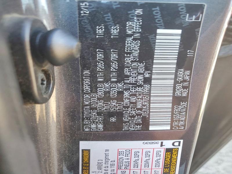 69771306 :رقم المزاد ، JTEZU5JR7G5119968 vin ، 2016 Toyota 4runner مزاد بيع