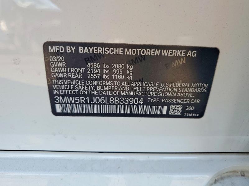 Aukcja sprzedaży 2020 Bmw 330i, vin: 3MW5R1J06L8B33904, numer aukcji: 68282006