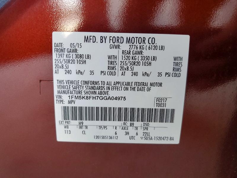 Aukcja sprzedaży 2016 Ford Explorer, vin: 1FM5K8FH7GGA04975, numer aukcji: 68627576