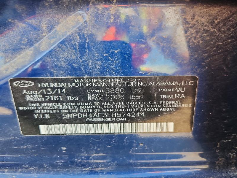 Aukcja sprzedaży 2015 Hyundai Elantra, vin: 5NPDH4AE3FH574244, numer aukcji: 68428496