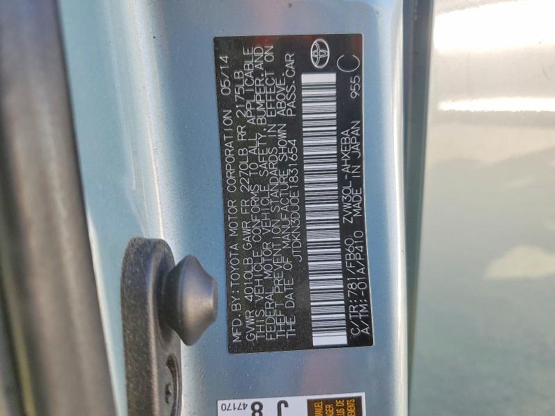 2014 Toyota Prius მანქანა იყიდება აუქციონზე, vin: JTDKN3DU0E1831654, აუქციონის ნომერი: 70283566