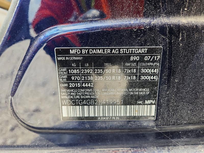 Aukcja sprzedaży 2018 Mercedes-benz Gla, vin: WDCTG4GB2JJ419951, numer aukcji: 67474886