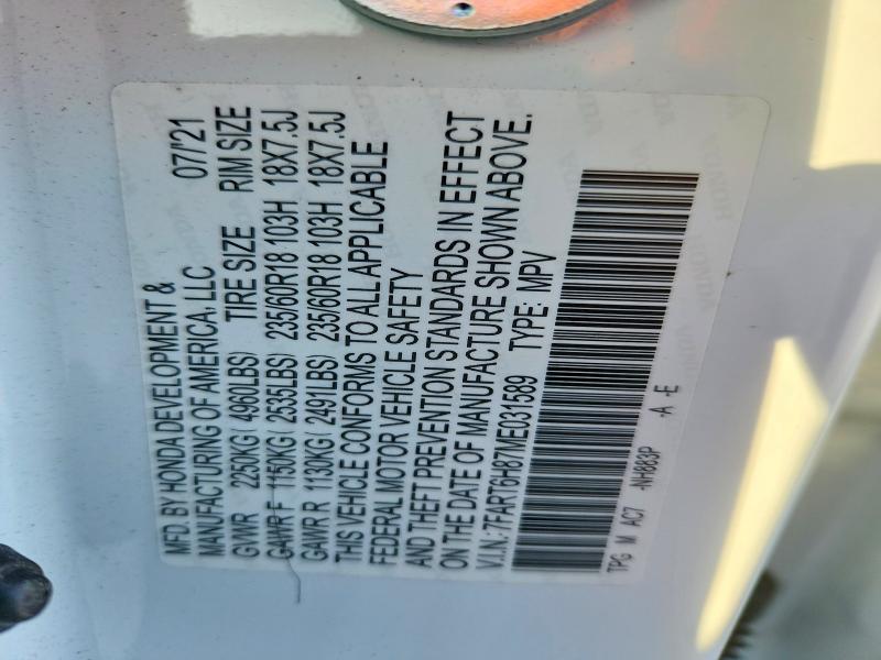 Aukcja sprzedaży 2021 Honda Cr-v, vin: 7FART6H87ME031589, numer aukcji: 69025146