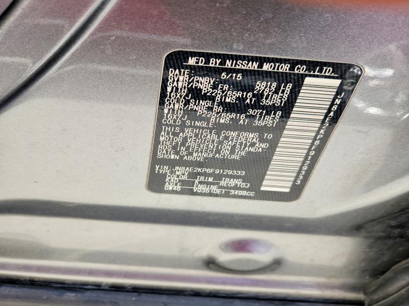 2015 Nissan Quest მანქანა იყიდება აუქციონზე, vin: JN8AE2KP6F9129333, აუქციონის ნომერი: 70071636