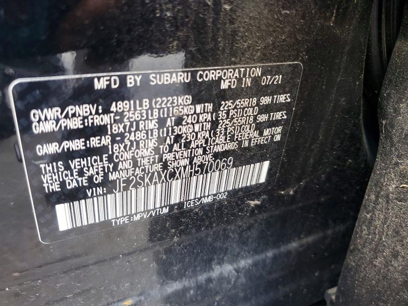 Продажа на аукционе авто 2021 Subaru Forester, vin: JF2SKAXCXMH570069, номер лота: 68674256
