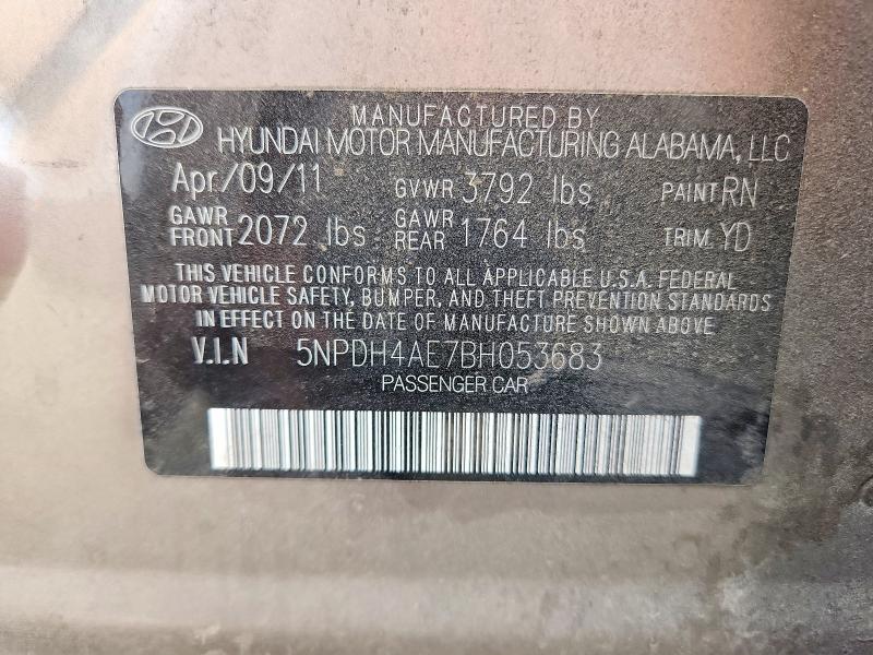 Продаж на аукціоні авто 2011 Hyundai Elantra, vin: 5NPDH4AE7BH053683, номер лоту: 70670666
