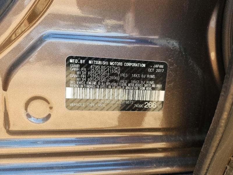 68180076 :رقم المزاد ، JA4AD3A33JZ019572 vin ، 2018 Mitsubishi Outlander مزاد بيع