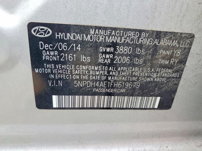 Aukcja sprzedaży 2015 Hyundai Elantra, vin: 5NPDH4AE1FH619679, numer aukcji: 68131096