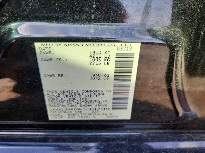 2013 Nissan Altima მანქანა იყიდება აუქციონზე, vin: 1N4AL3AP2DN539209, აუქციონის ნომერი: 68891626
