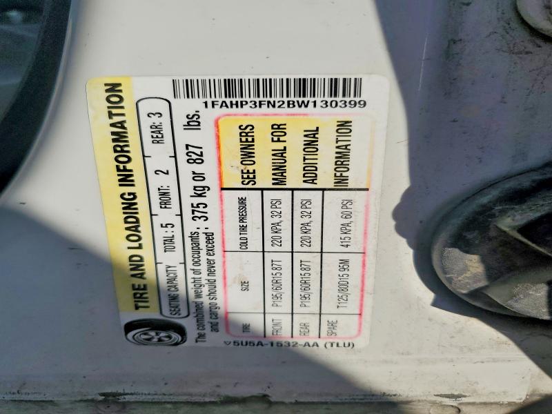 2011 Ford Focus მანქანა იყიდება აუქციონზე, vin: 1FAHP3FN2BW130399, აუქციონის ნომერი: 69502136