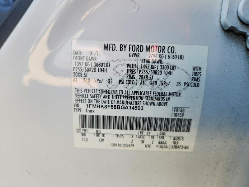 67688386 :رقم المزاد ، 1FMHK8F88BGA14503 vin ، 2011 Ford Explorer مزاد بيع