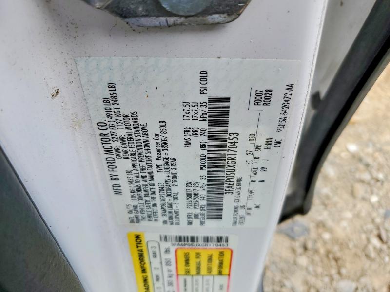 Продаж на аукціоні авто 2016 Ford Fusion, vin: 3FA6P0SUXGR170453, номер лоту: 70160076