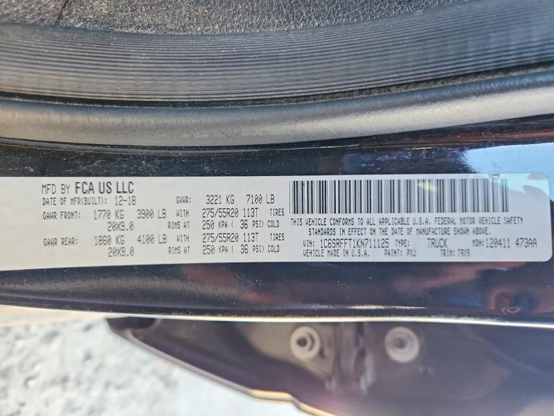 Продажа на аукционе авто 2019 Ram 1500, vin: 1C6SRFFT1KN711125, номер лота: 67471956