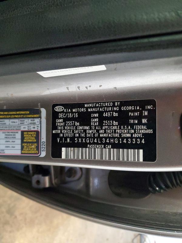 68503686 :رقم المزاد ، 5XXGU4L34HG143334 vin ، 2017 Kia Optima مزاد بيع