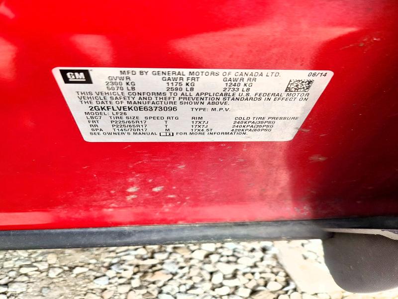 Aukcja sprzedaży 2014 Gmc Terrain, vin: 2GKFLVEK0E6373096, numer aukcji: 68513146