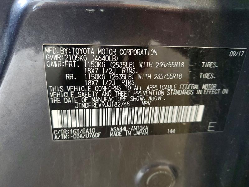 Aukcja sprzedaży 2018 Toyota Rav4, vin: JTMDFREV9JJ182768, numer aukcji: 67501876