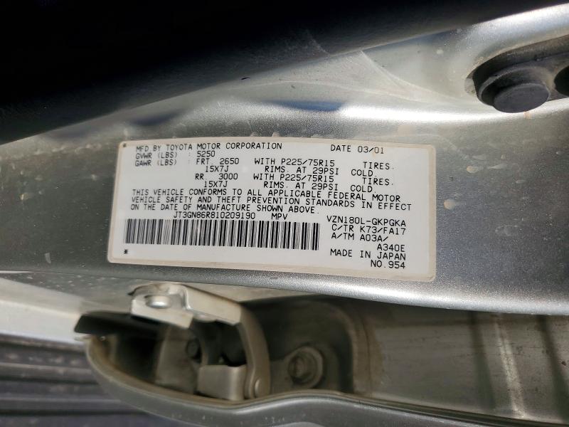 2001 Toyota 4runner მანქანა იყიდება აუქციონზე, vin: JT3GN86R810209190, აუქციონის ნომერი: 70537476