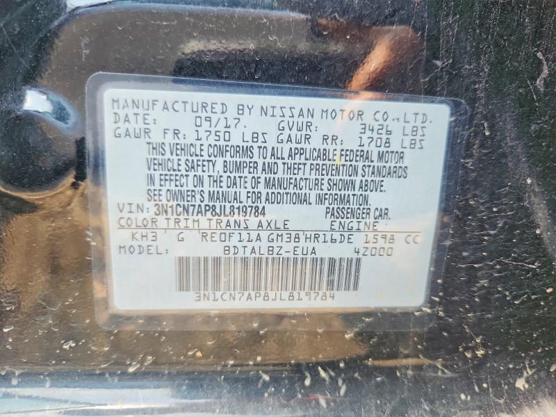 Продаж на аукціоні авто 2018 Nissan Versa, vin: 3N1CN7AP8JL819784, номер лоту: 66717806