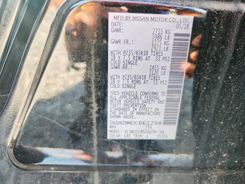 Продажа на аукционе авто 2018 Nissan Pathfinder, vin: 5N1DR2MM6JC661298, номер лота: 69503266