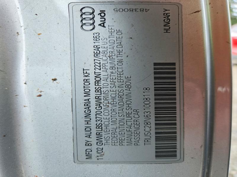 Aukcja sprzedaży 2003 Audi Tt, vin: TRUSC28N631008118, numer aukcji: 69647746