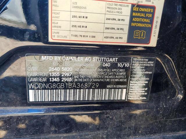 68141966 :رقم المزاد ، WDDNG8GB1BA368729 vin ، 2011 Mercedes-benz S مزاد بيع