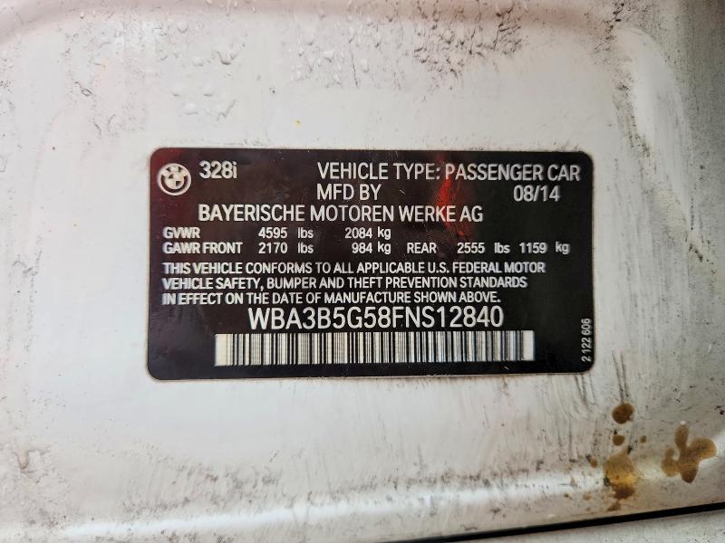 69761156 :رقم المزاد ، WBA3B5G58FNS12840 vin ، 2015 Bmw 328 مزاد بيع