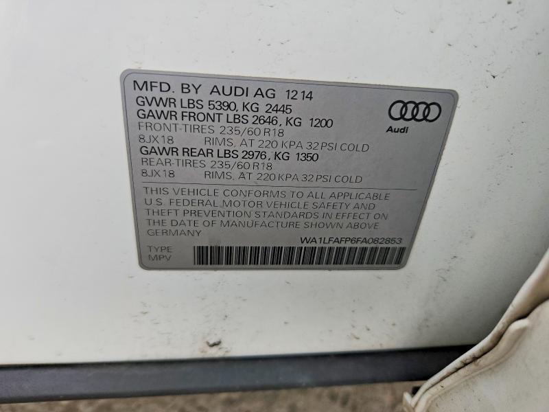 2015 Audi Q5 მანქანა იყიდება აუქციონზე, vin: WA1LFAFP6FA082853, აუქციონის ნომერი: 70836986