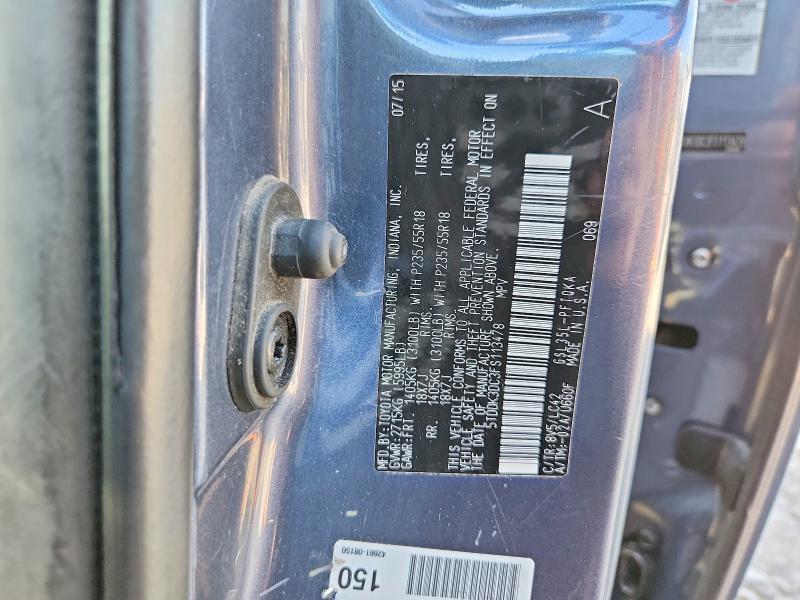 67232946 :رقم المزاد ، 5TDDK3DC3FS113478 vin ، 2015 Toyota Sienna مزاد بيع