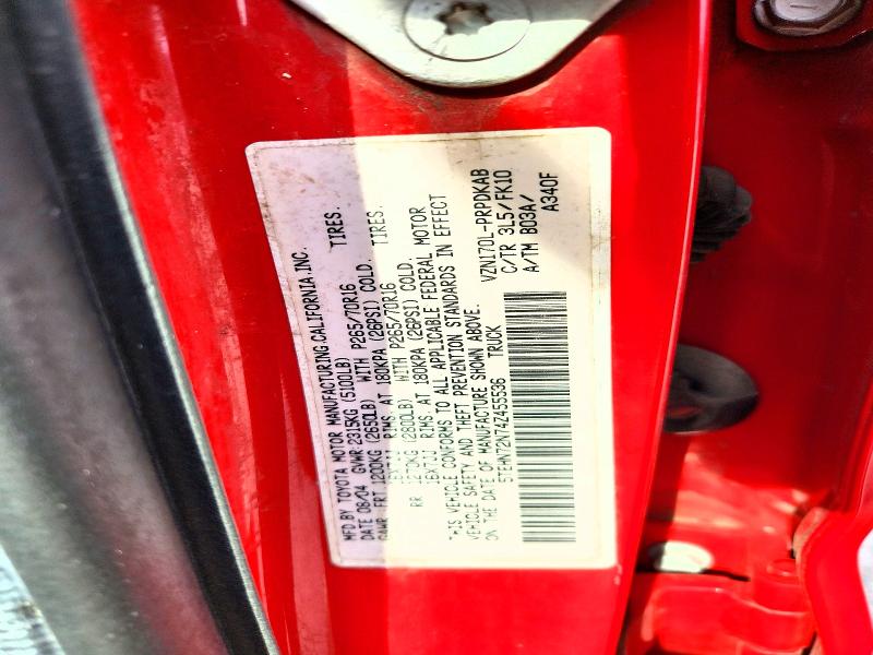 68167986 :رقم المزاد ، 5TEHN72N74Z455536 vin ، 2004 Toyota Tacoma مزاد بيع