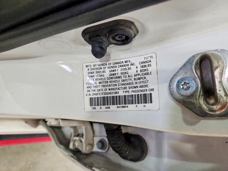 Продаж на аукціоні авто 2016 Honda Civic, vin: 2HGFC1F33GH631843, номер лоту: 70261856