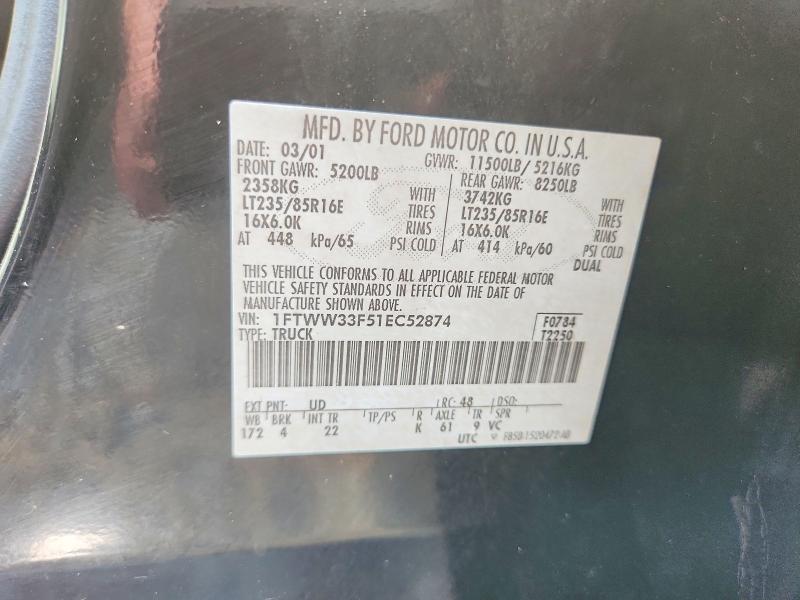 2001 Ford F350 მანქანა იყიდება აუქციონზე, vin: 1FTWW33F51EC52874, აუქციონის ნომერი: 69194466