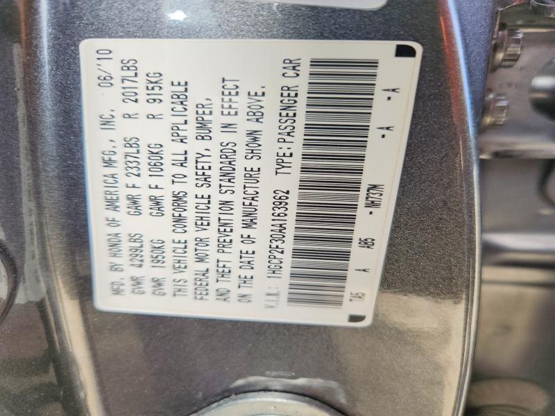 Aukcja sprzedaży 2010 Honda Accord, vin: 1HGCP2F30AA163962, numer aukcji: 70085846