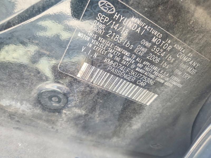 Aukcja sprzedaży 2019 Hyundai Elantra, vin: KMHD74LF3KU775386, numer aukcji: 67876386
